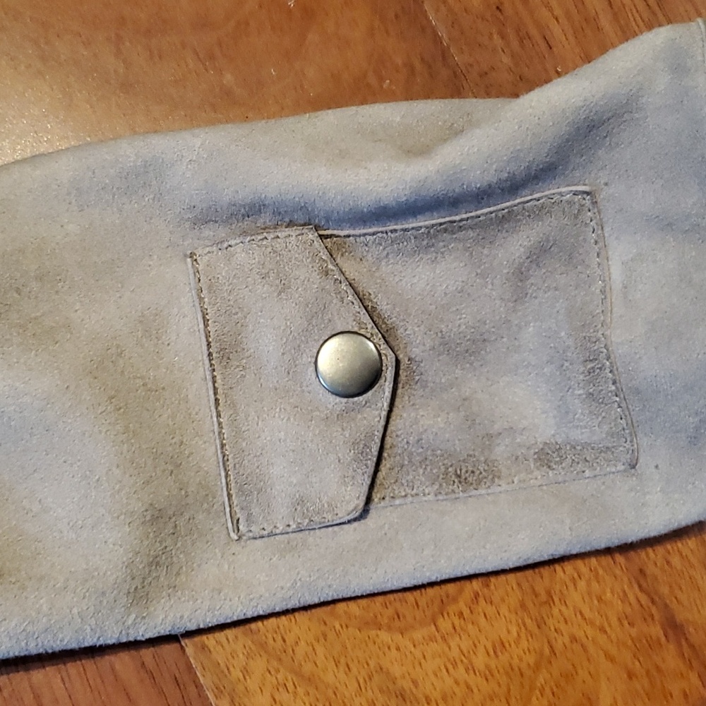 Taupe lamb suede distressed leather jacket - Picture 5 of 8